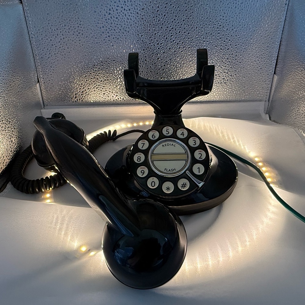 Retro Black Push Button Dial Telephone - WORKS!